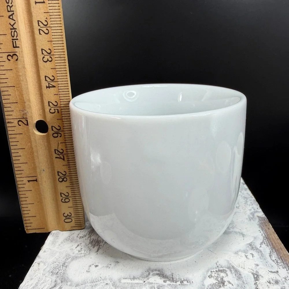 Pier 1 Imports White Ceramic Tea Sake Cups Mugs Handleless Minimalist Set of 2‎